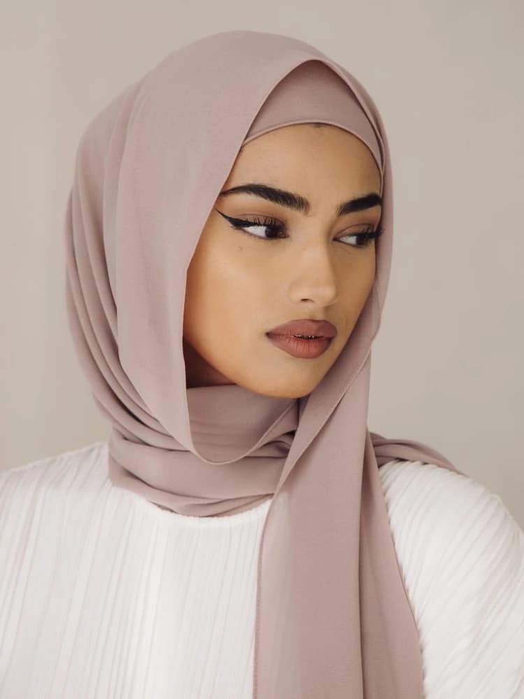 Ensemble de 2 pièces en mousseline de soie, Hijab, sous-capuchon assorti, écharpe avec sous-écharpe 