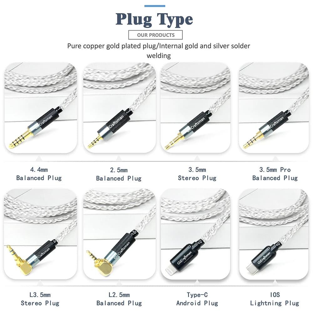 GUCraftsman-Câble de mise à niveau 5N ODavid en graphène plaqué argent IEM, 4.4mm, pour GENNHEISER I