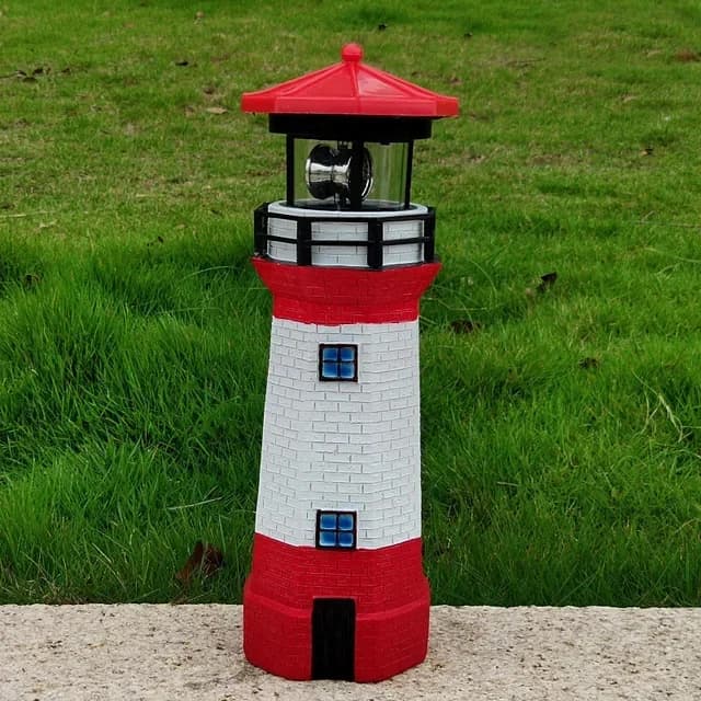 Phare Rotatif en Résine Solaire, Nouveau, Transfrontalier, Décoration de Jardin Extérieur, Paysage, 