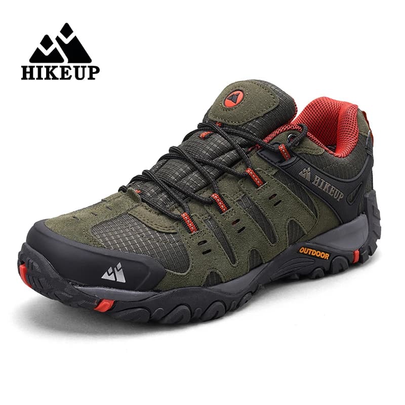 HIKEUP-Chaussures de randonnée en cuir suédé pour homme, baskets d'extérieur résistantes à l'usure, 