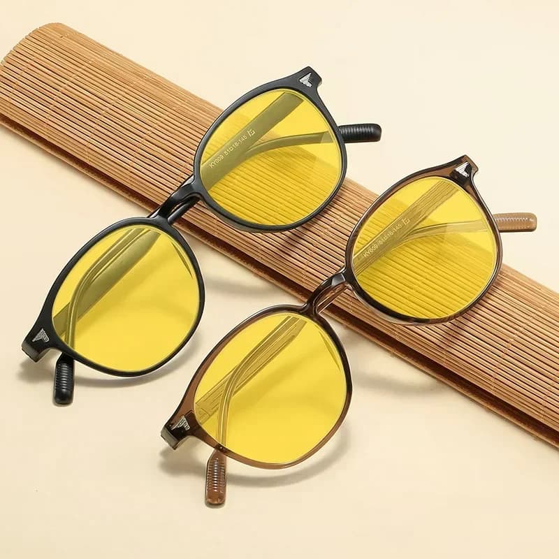 Lunettes de Vision nocturne à lentille jaune à monture ronde pour hommes et femmes, ultralégères, bl