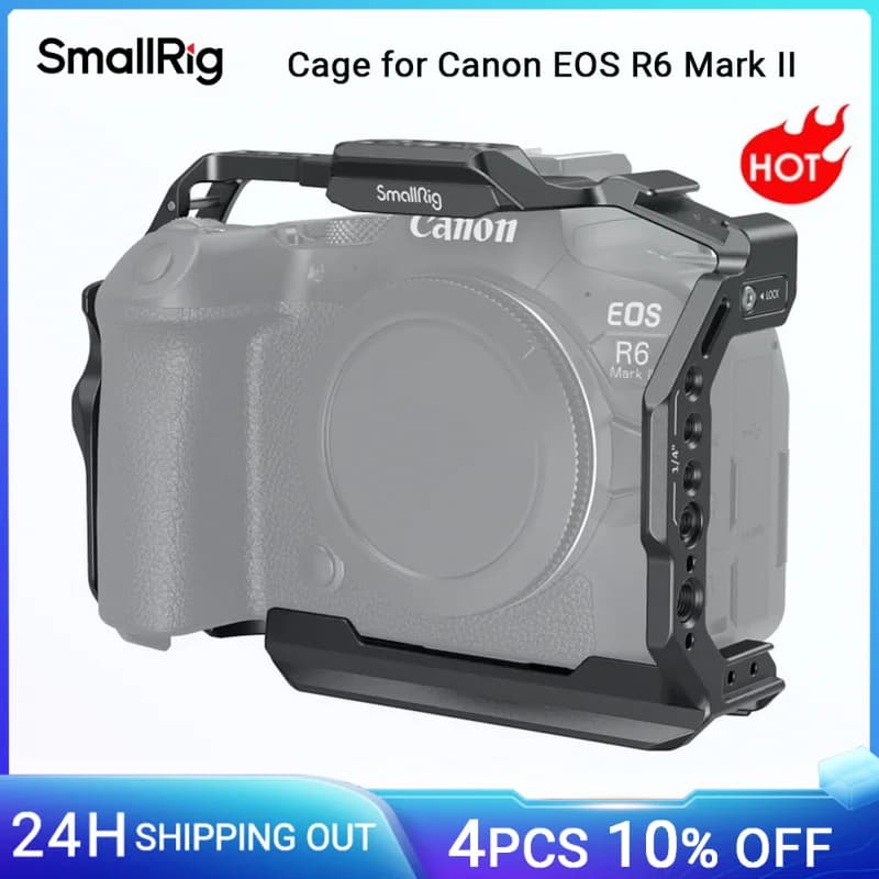 SmallRig – Cage de caméra R6 Mark II, pour Canon EOS R6 Mark II, avec doubles Rails NATO, plaque à d