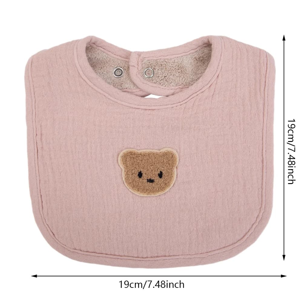 Bavoirs en mousseline de coton pour bébé, ours mignon, serviette de salive, poches absorbantes en U,