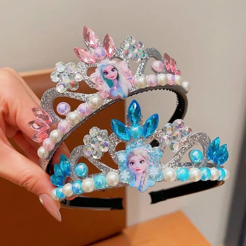 Bandeau couronne scintillante bleue Elsa Disney la reine des neiges avec perles, accessoire pour che