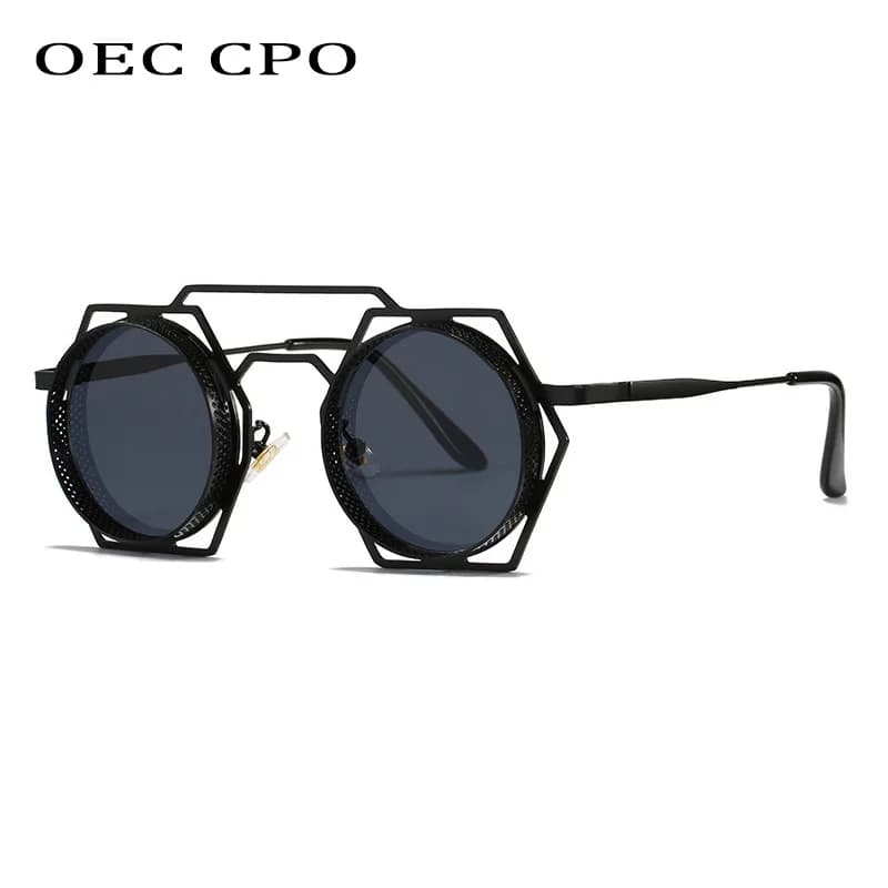 OEC CPO Steampunk lunettes de soleil rondes femmes hommes 2023 maille métallique personnalité lunett