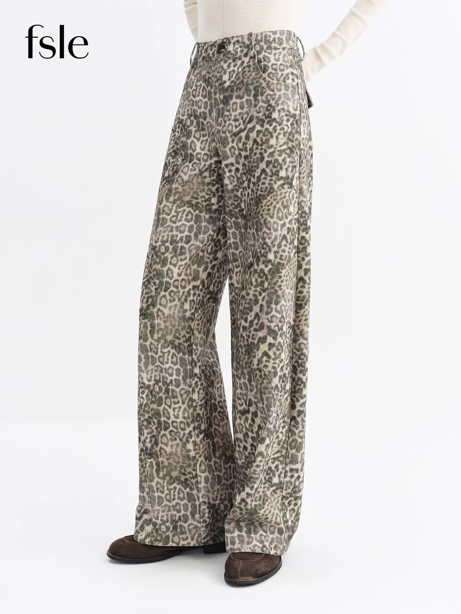 FSLE Nouveautés Jeans évasés pour femmes, imprimé léopard rétro, pantalon bootcut, style vintage Y2K