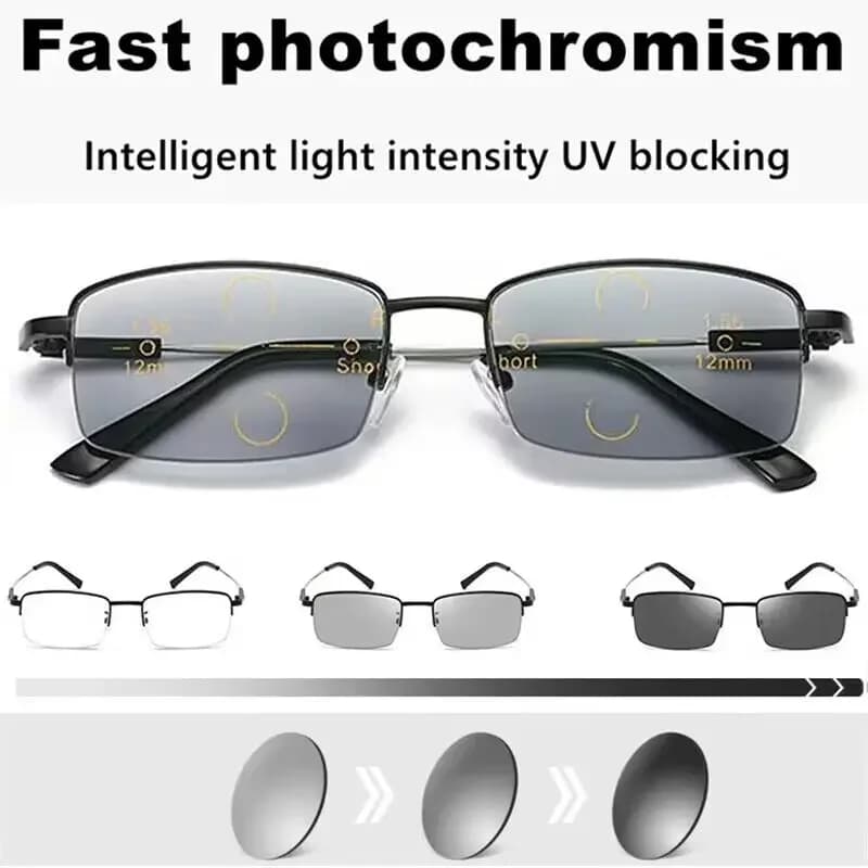 Clara Vida-Lunettes de lecture photochromiques progressives pour hommes et femmes, alliage de titane