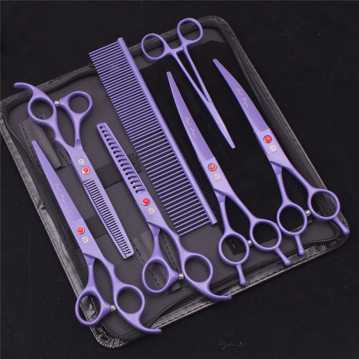 Ciseaux de toilettage pour animaux de compagnie, 7 pouces, Dragon violet, pour chien, chat, os de po