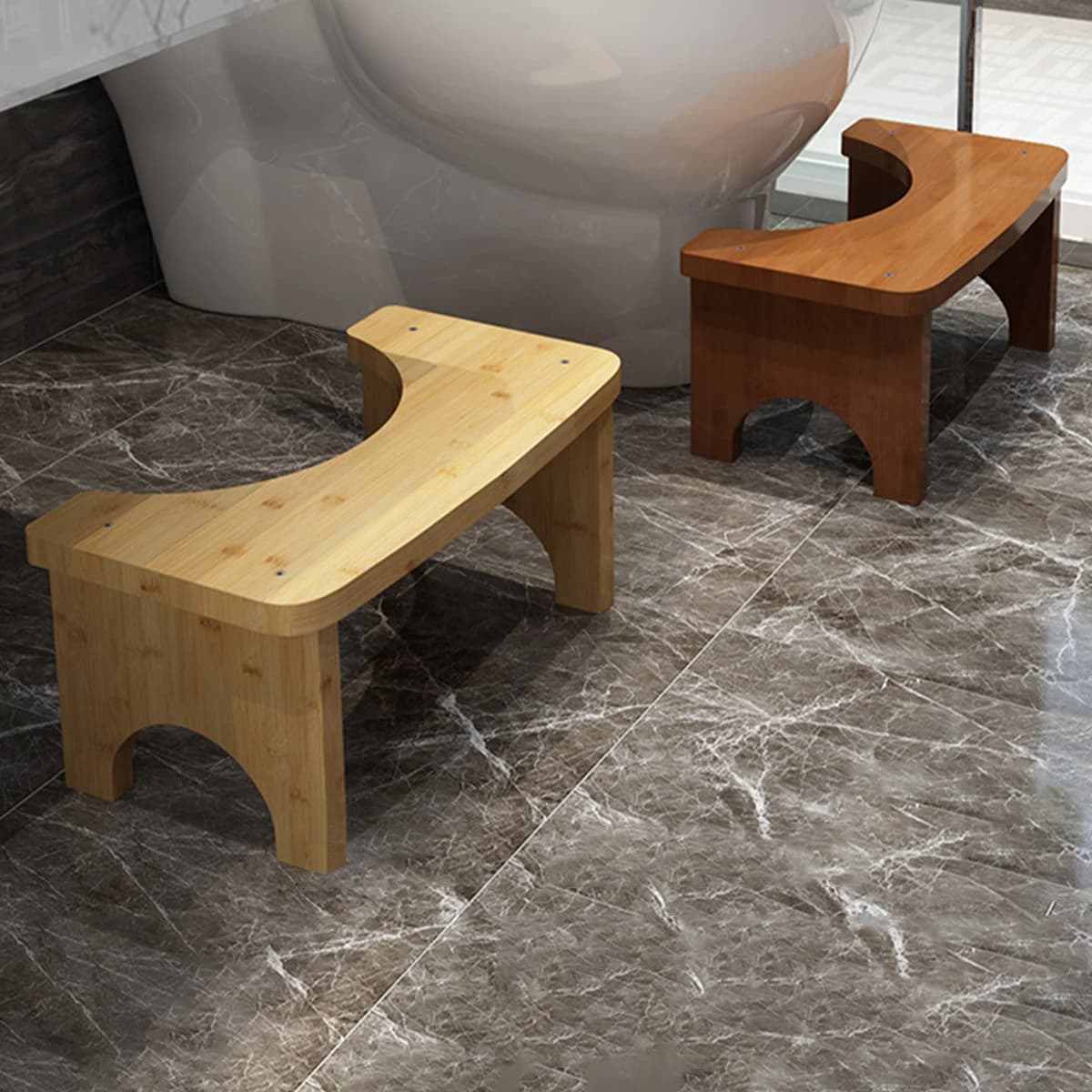 Tabouret de toilette portable robuste en bambou pour adultes, large et stable, tabouret de pot de sa