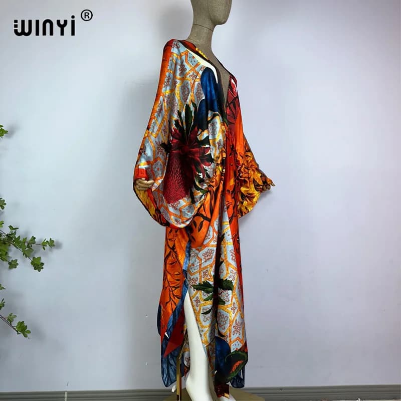 WINYI-Robe longue bohème à col en V pour femmes, Robe longue de plage, Sensation roulée à la main, S
