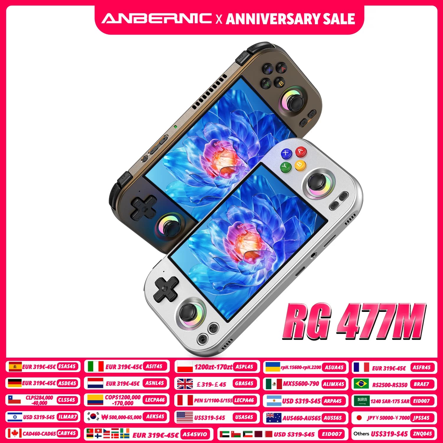 Console de jeu rétro portable ANBERNIC RG477M, écran LTPS 4,7 pouces, lecteur de jeux 64 bits, Dimen