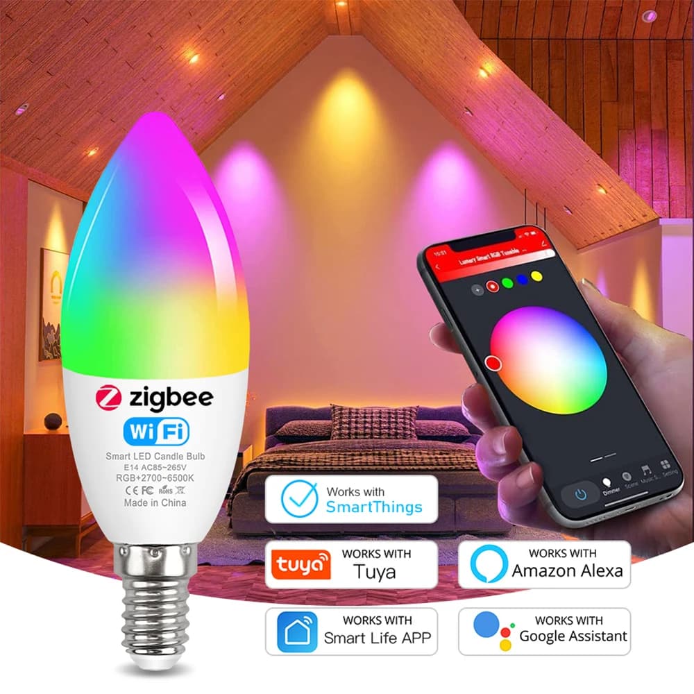 Tuya E14 Smart ZigBee 3.0 WiFi bougie ampoule AC85-265V lumière LED lustre lampe chambre lampe vie i