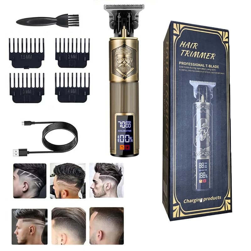 Tondeuse à cheveux USB vintage T9, tondeuse professionnelle, machine de coupe de cheveux sans fil, r