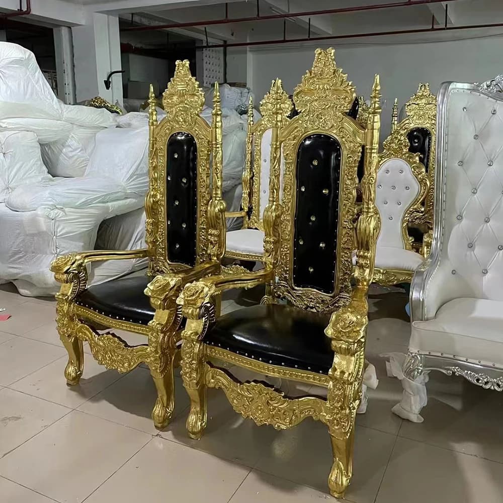 Chaise de luxe Royal King Throne à dossier haut pour marié et mariée, meubles d'hôtel de haute quali