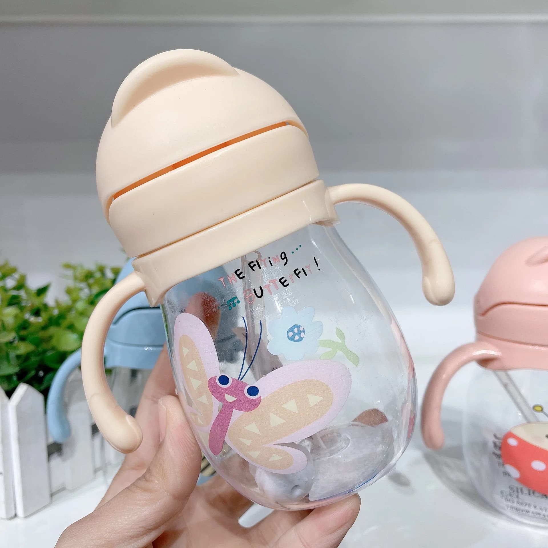 Tasse d'eau en paille pour bébé, mignonne, Anti-étouffement, pour enfants de la maternelle, avec bou