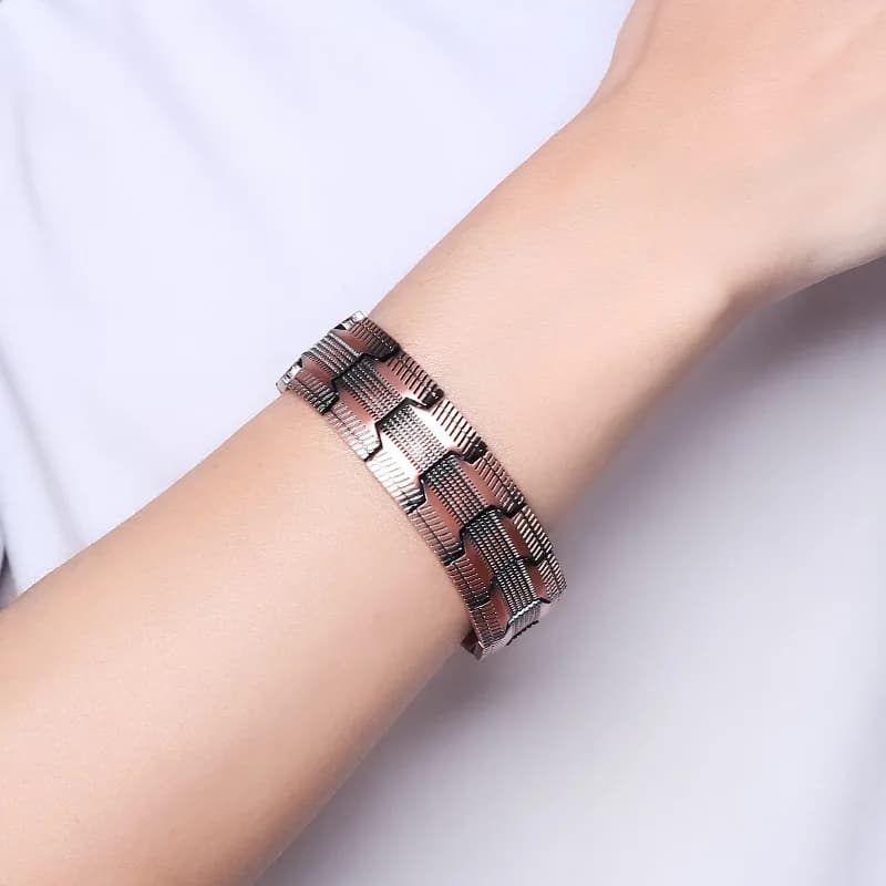 ARADOO Bracelet en cuivre pur pour hommes 3500 Gauss 3X Bracelets à maillons de thérapie magnétique 