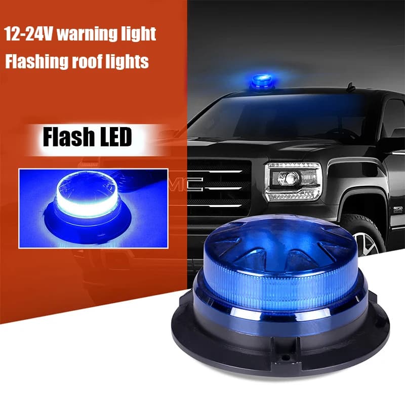 Base magnétique LED bleu lumière stroboscopique d'urgence voiture Police toit clignotant voyant d'av