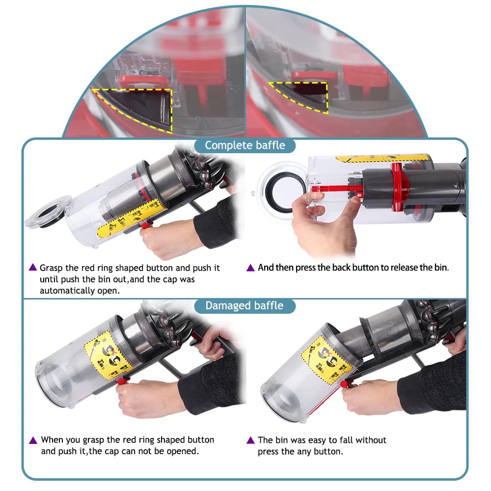 Big Bin Runner – pièce de rechange pour aspirateur Dyson V10 V11 V15 SV12 SV14 SV15 SV22, grand défl