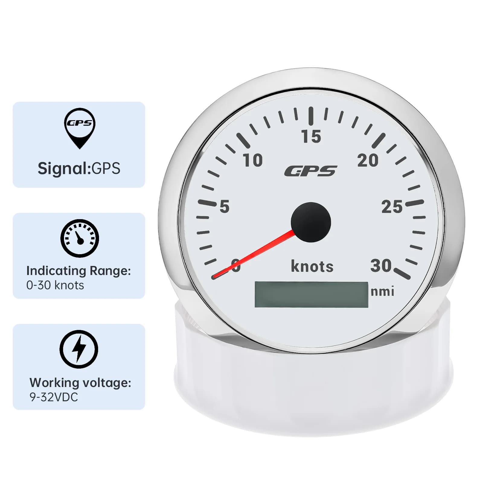 Compteur de vitesse GPS étanche 0 ~ 30 nœuds 85MM + antenne 7 couleurs LED 0 ~ 60 nœuds odomètre pou