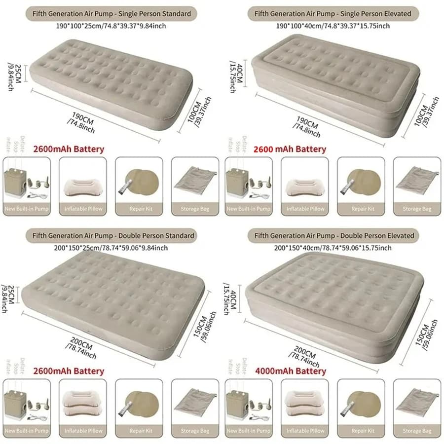 Matelas pneumatique intérieur tapis de Glamping matelas de couchage gonflable en PVC tapis de lit de