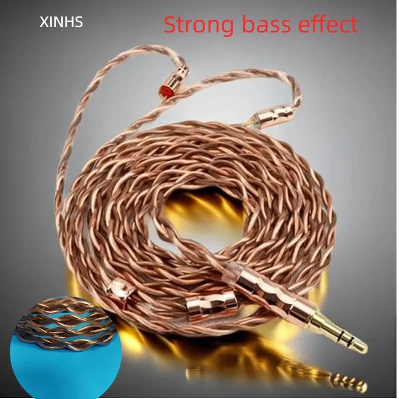 XINHS G10 4 cœurs 7N cuivre brillant + câble pour casque HIFI en cuivre foncé 7N