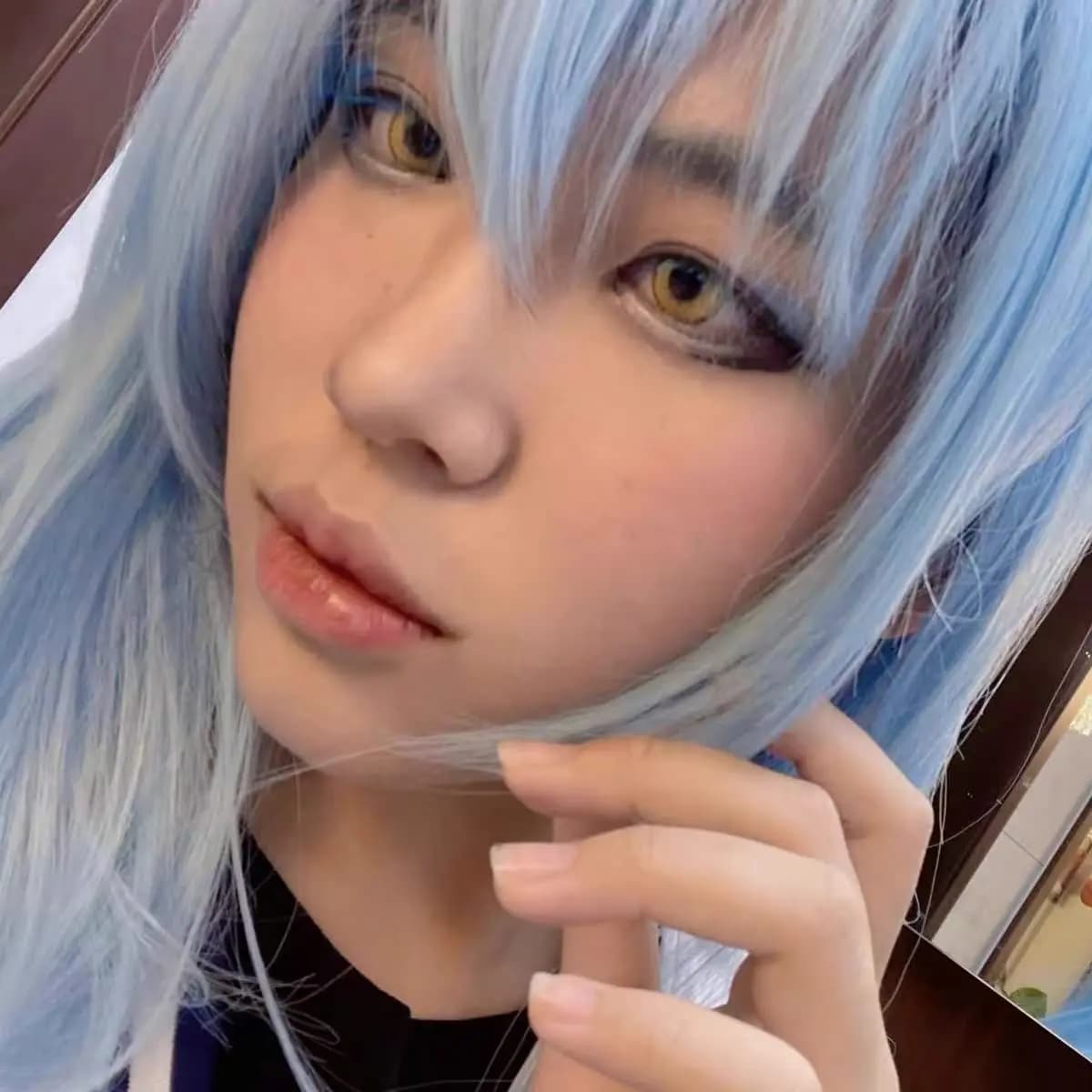 Rimuru Tempest perruque Cosplay bleu cheveux longs raides perruque Anime Costume perruque synthétiqu