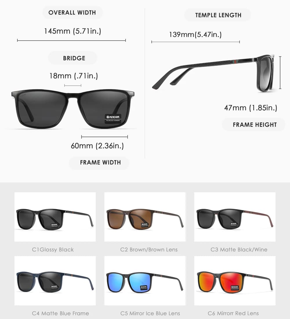 KDEAM lunettes de soleil de pêche ultralégères polarisées hommes conduite lunettes de soleil voyage 