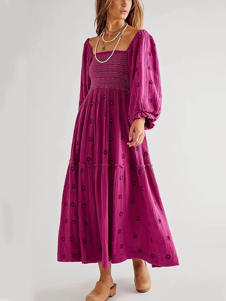 Pouvez-vous psyLady-Robe maxi brodée à fleurs pour femmes, robes à plusieurs niveaux, volants décont