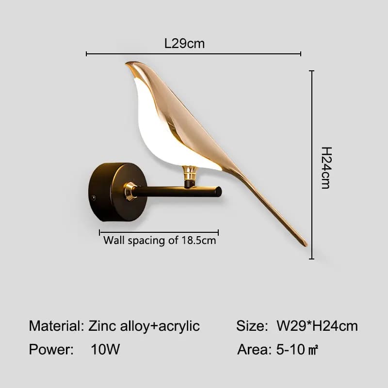 Lampes murales LED à interrupteur tactile, pie Bird, pour chevet, chambre à coucher, 360 °   Appliqu