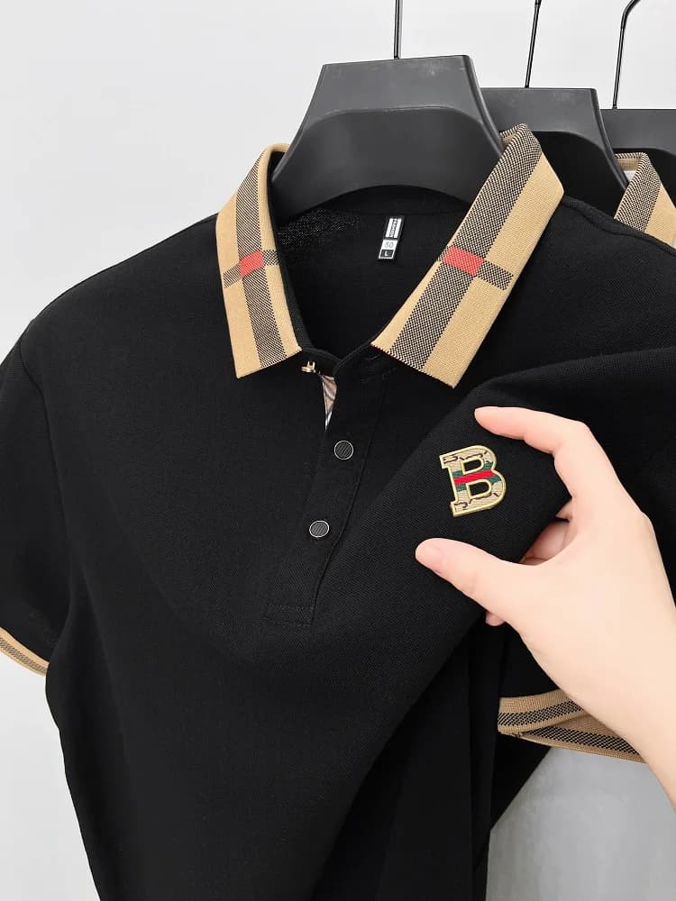 Marque de luxe logo polo à manches courtes hommes été nouveau haut de gamme en soie coton respirant 