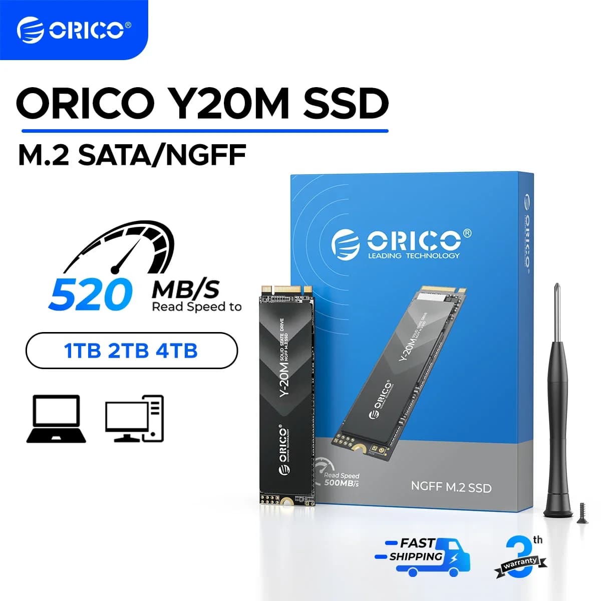 ORICO-Disque dur à semi-conducteurs Y20M M.2 SATA SSD, 1 To, 2 To, 4 To, M.2 NGFF SSD 500 Mbps, M.2 
