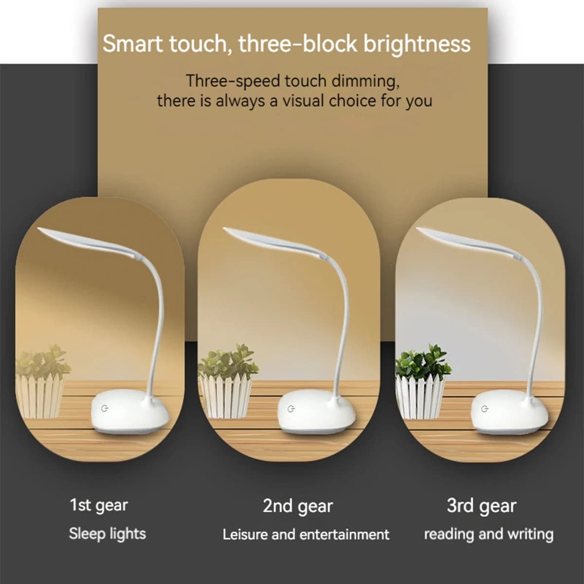 Lampe de Table LED Portable à gradation tactile, Rechargeable par USB, Protection des yeux, lumière 