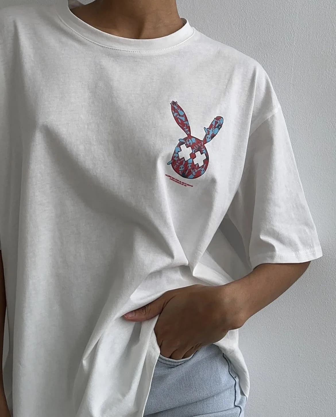 Hirsionsan-T-shirt imprimé Kawaii pour femme, 100% coton, col rond, vintage, basique, décontracté, c
