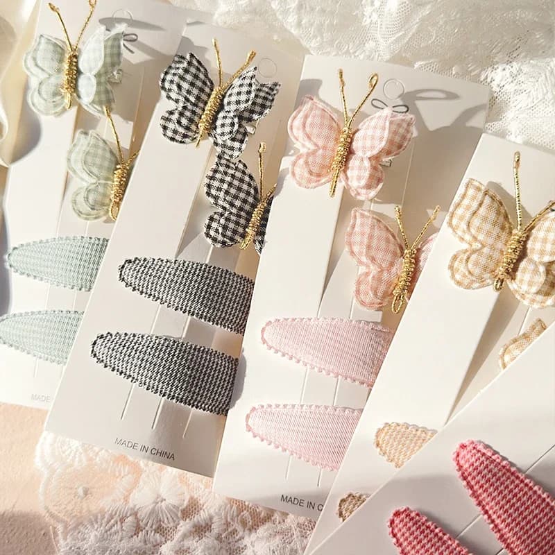 Pinces à cheveux en laine pour enfants, 4 pièces, douces et mignonnes, couvre-chef en tricot, Croche