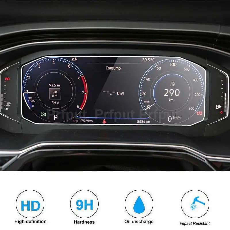 Protecteur d'écran en verre trempé pour tableau de bord VW Volkswagen Virtus 2020 2021, 10.2 pouces,