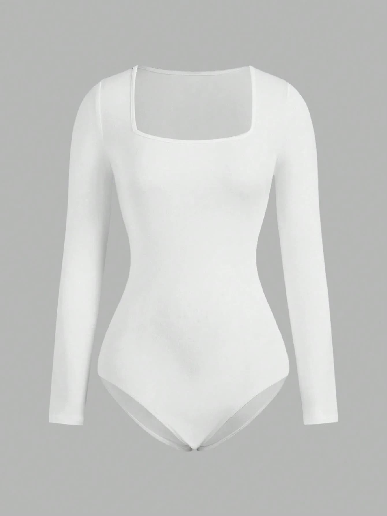 Body une pièce à manches longues pour femme, 3 pièces, col carré, entrejambe ouvert, Streetwear, vêt