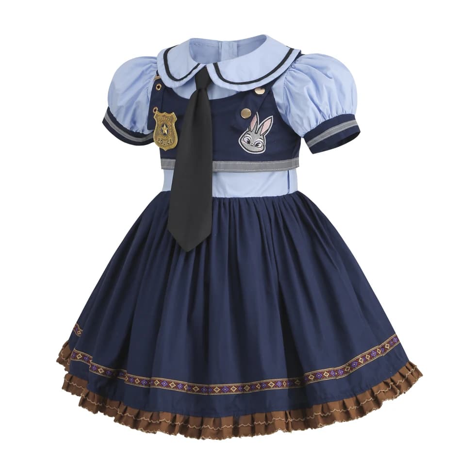 Costume de cosplay Judy pour enfants, robe de fête de carnaval, ensemble de chaussettes, ceinture et
