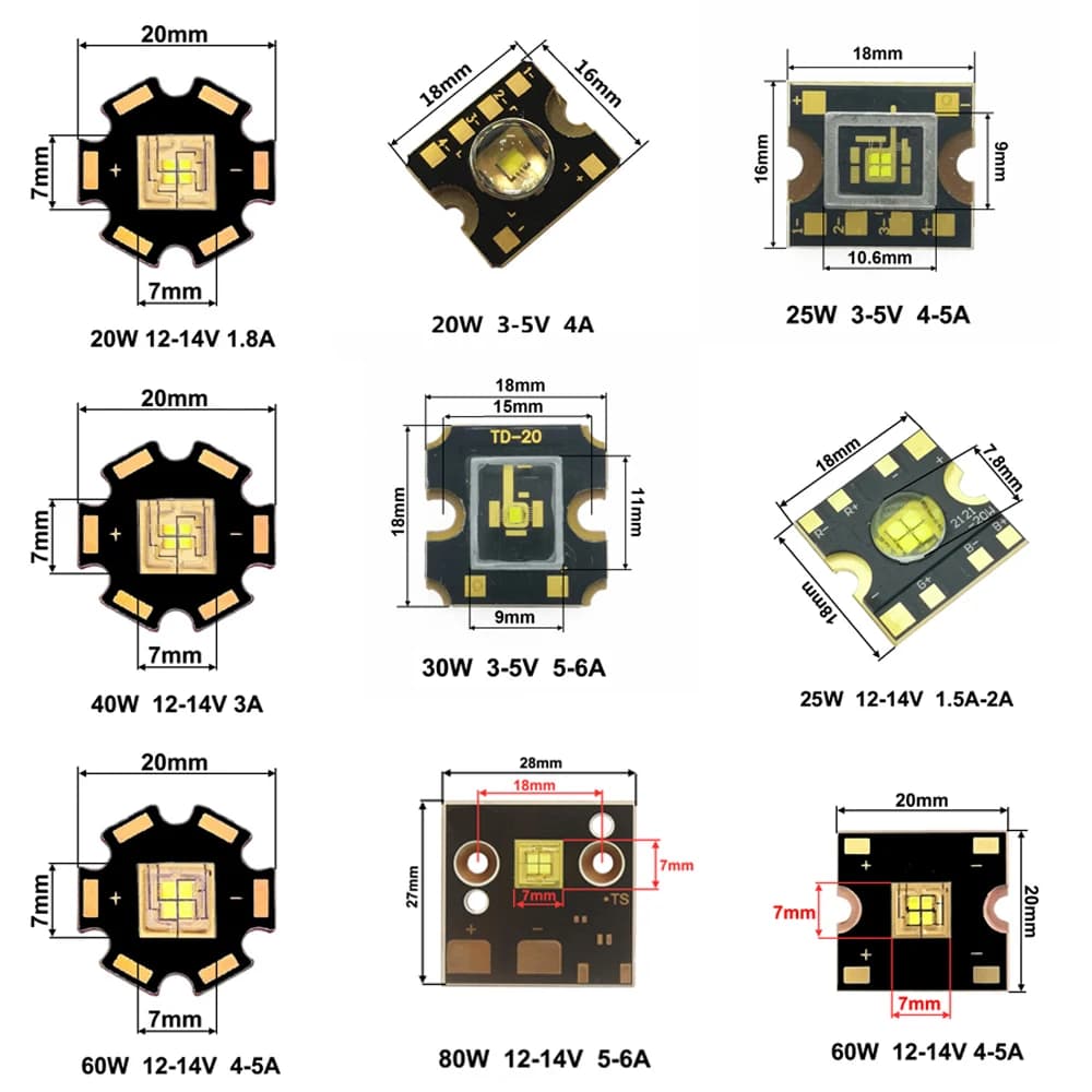 Source de lumière de scène à puce LED haute puissance 20W 40W 60W 90W 120W 150W 200W 300W 400W 3V 5V