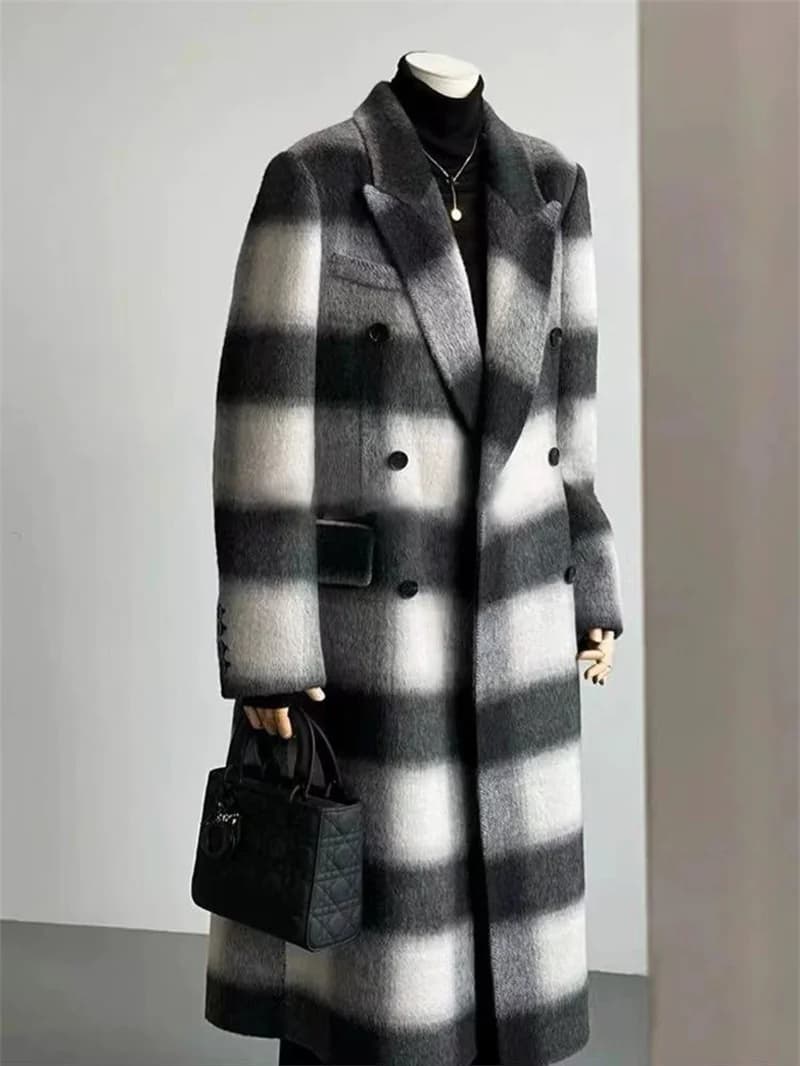 2025 automne/hiver femme nouveau coréen Simple déplacements mode coréen tissu à carreaux laine petit
