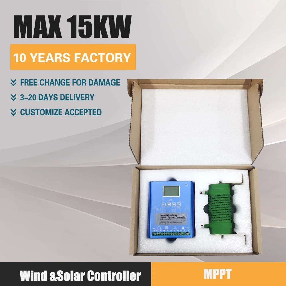 Entrepôts européens 15KW MPPT système hybride solaire et éolien usage domestique 12v 24v 48v régulat