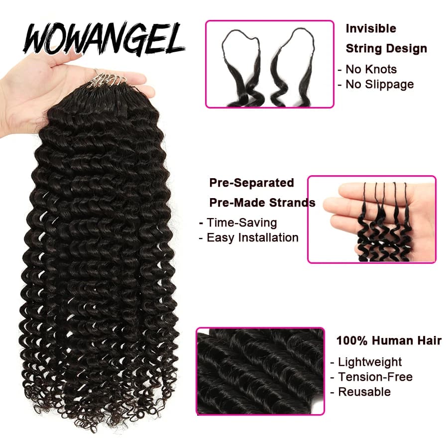 Extensions de cheveux humains au Crochet, cheveux humains bouclés et invisibles, pré-séparés, sans n