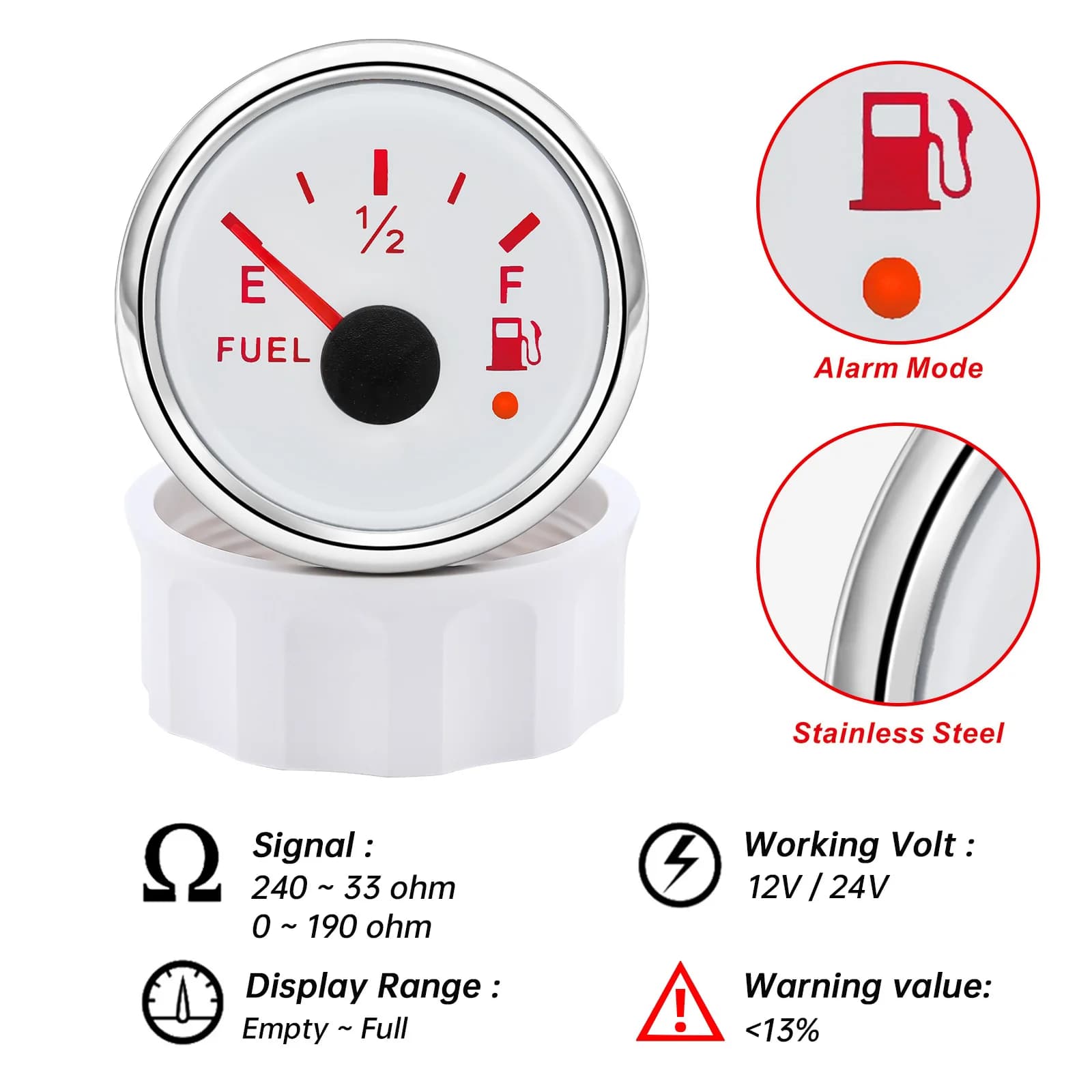 Jauge d'alarme de suralimentation pour bateau et voiture, 2 pouces, 52mm, compteur de pression d'hui