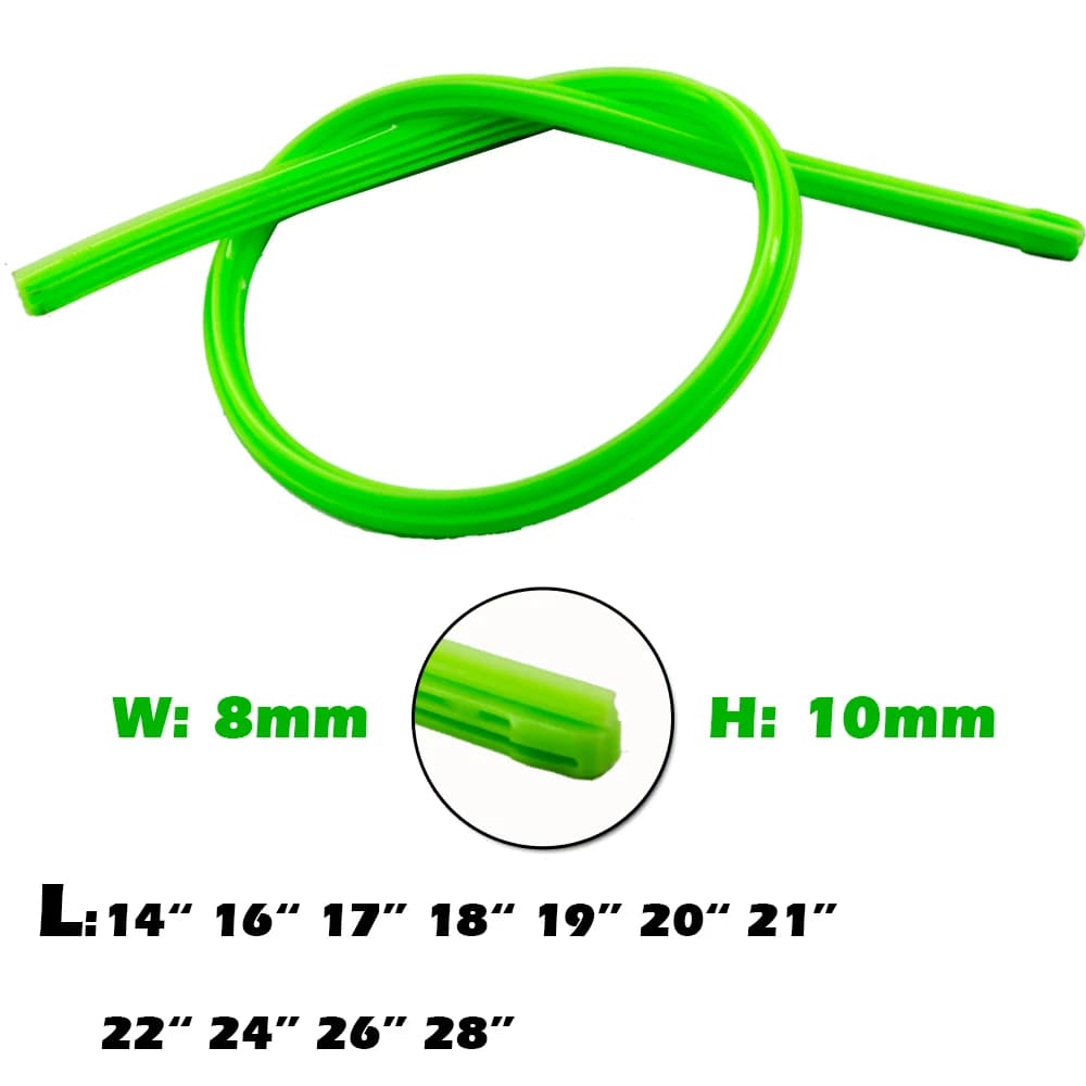 KAWOO-Bande de recharge en silicone pour essuie-glace de type hybride, accessoires de voiture verte,