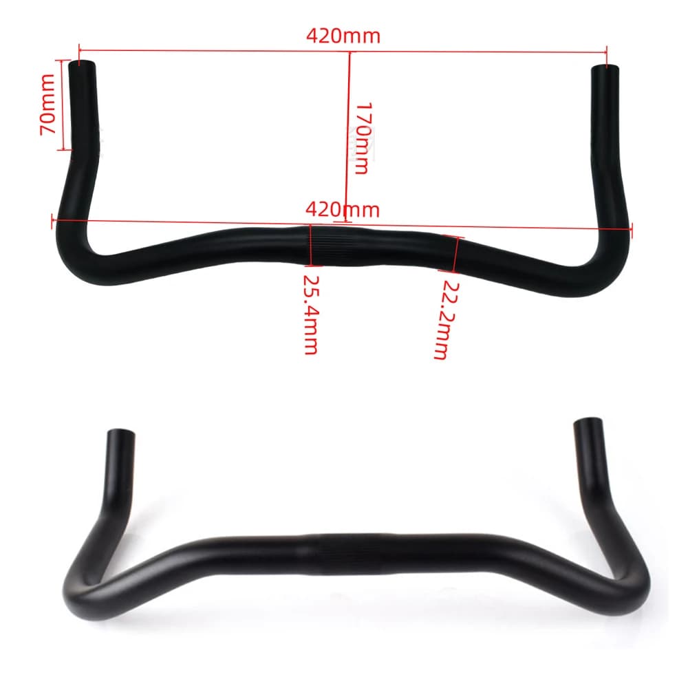 Repose-guidon de vélo en alliage d'aluminium, barre courbée, 22.2x25.4x420mm, piste de vélo à vitess