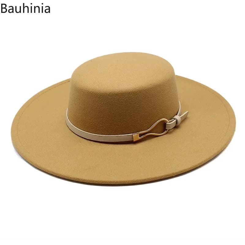 Bauhiniua – casquette en feutre de laine Fedoras Jazz, chapeaux d'église chauds et plats de 10CM à l