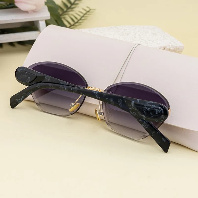2025 nouvelles lunettes De soleil œil De chat femmes hommes mode sans monture polygone lunettes De s