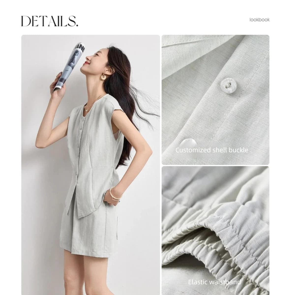 Ensemble court de ville SENTUBILA en Lyocell pour femme – Collection été 2026 – Haut sans manches à 