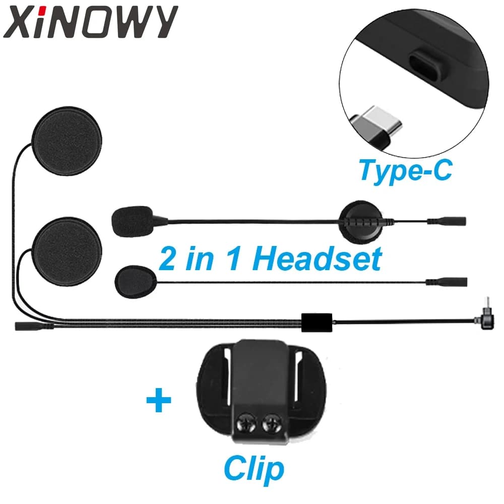 Uniquement pour casque XINOWY V6 PLUS + Base à Clip de montage, écouteurs 2 en 1 pour casque de moto