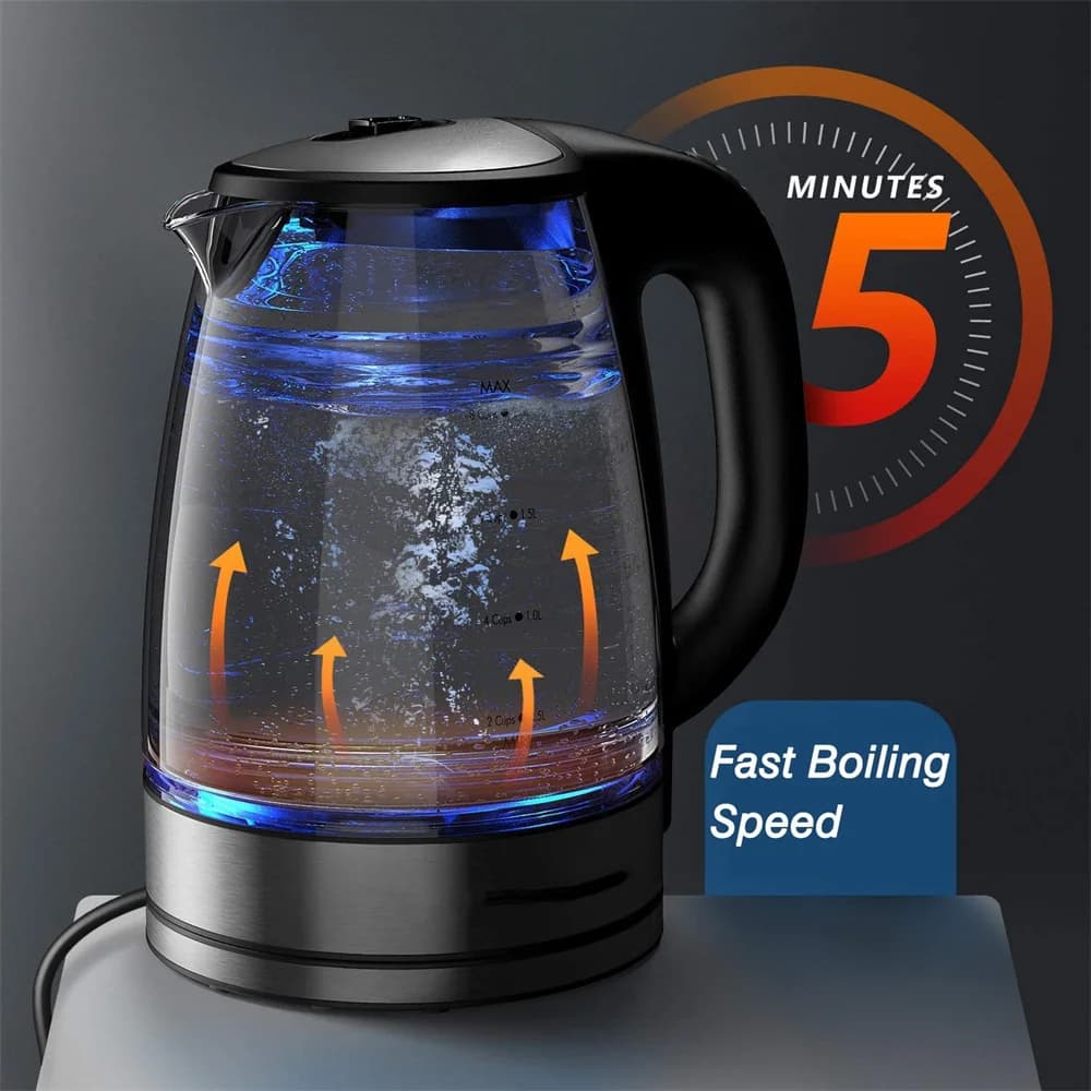 DEVISIB 2L Bouilloire Électrique de Grande Capacité, 2200W, Indicateur LED, Filtre Parfait, Corps en