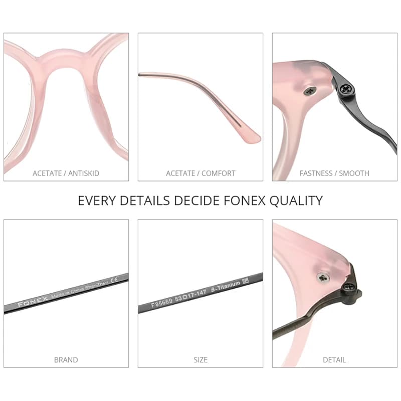 FONEX acétate titane lunettes cadre femmes marque Design Vintage rétro rond lunettes hommes lunettes